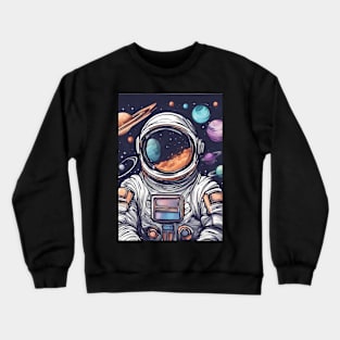 Futurstic Astronaut Space Scene Crewneck Sweatshirt